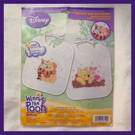 Janlynn Baby Bib Stamped Cross Stitch Kit Winnie The Pooh Set2 Snoozy