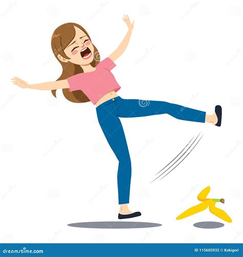 Woman Falling Banana Peel Stock Vector Illustration Of Sudden 115605932