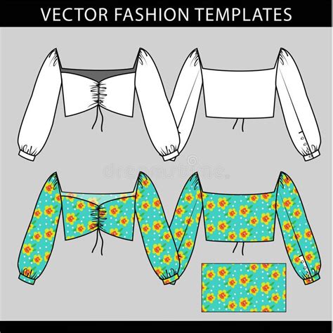 Illustration Of Crop Top Front And Back View Stock Vector