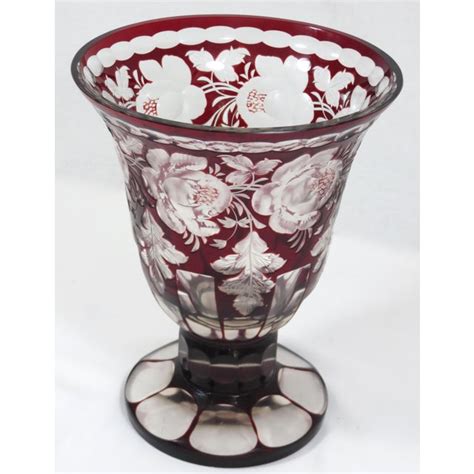 Antique Bohemian Hand Cut Ruby Glass Vase Chairish