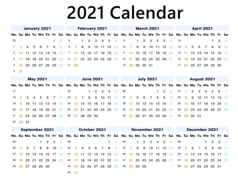 2021 Calendar Png