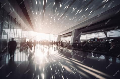Premium Ai Image Bustling Airport Or Train Terminal Illuminated By