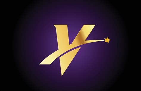 Gold Golden V Alphabet Letter Logo Icon With Star Creative Design For
