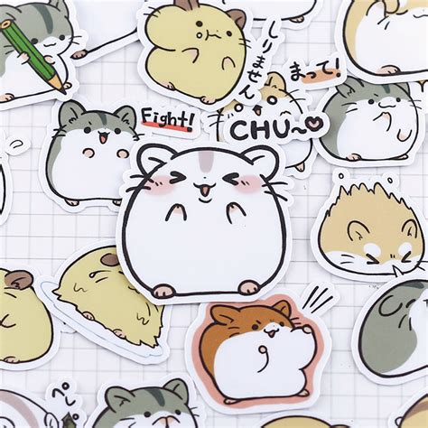 38 Pcs Kawaii Japanese Hamster Stickers Kawaii Pen Shop