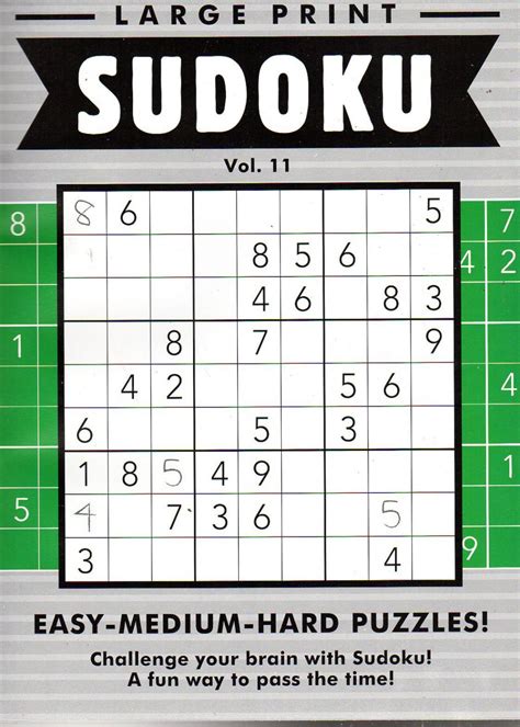 Large Print Sudoku Puzzle Easy Medium Hard All New Puzzles