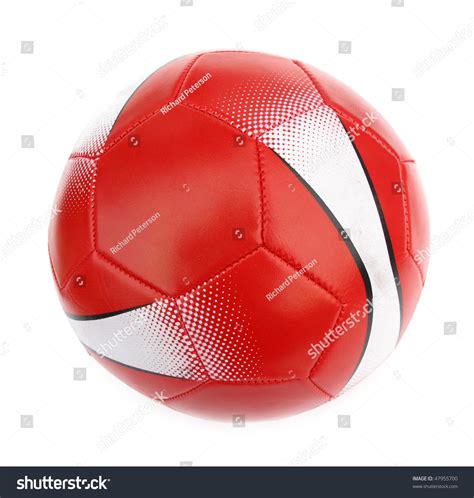 Ball Football Soccer Red White Isolated Stock Photo
