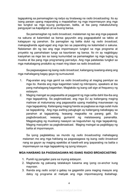 Filipino Ika Apat Na Markahanmodyul Mga Hakbang Sa Pagsasagawa Ng