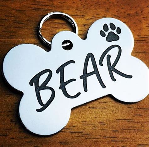 Deep Engraved Stainless Steel Pet Id Tag Bone 1 X 1 12