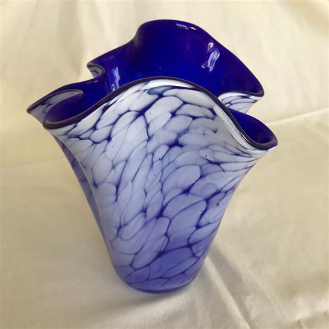 Crystal Hand Made Cobalt Blue Vase Poland 1980s Etsy