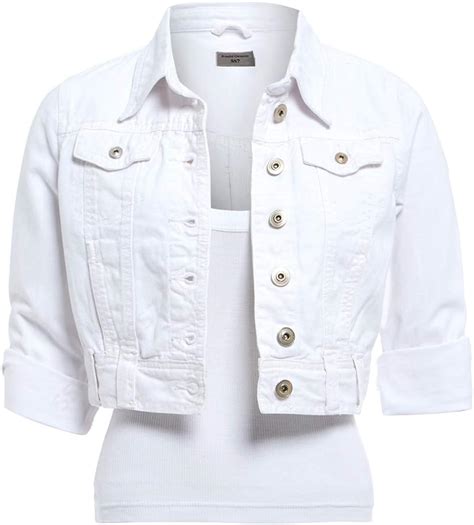 Ss7 New Womens White Denim Jacket Size 6 16 Uk Clothing