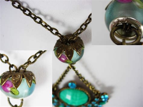 Bohemian Chandelier Necklace Turquoise Sterling Glass Gypsy Rhinestone