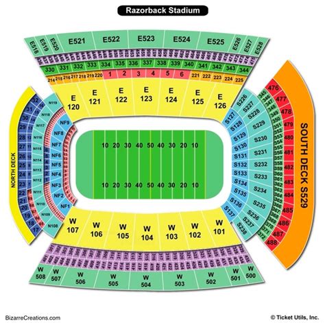 Donald W Reynolds Razorback Stadium Seating Charts