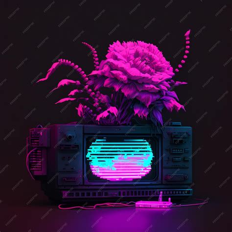 Premium AI Image | Purple and black photograph of a flower in a vase on