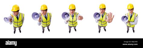 The Angry Construction Supervisor Isolated On White Stock Photo Alamy