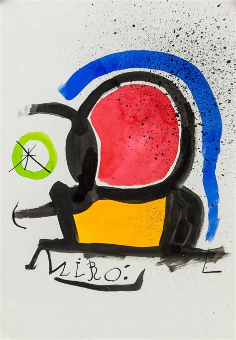 Joan Miro Spanish Surrealist Watercolor On Paper