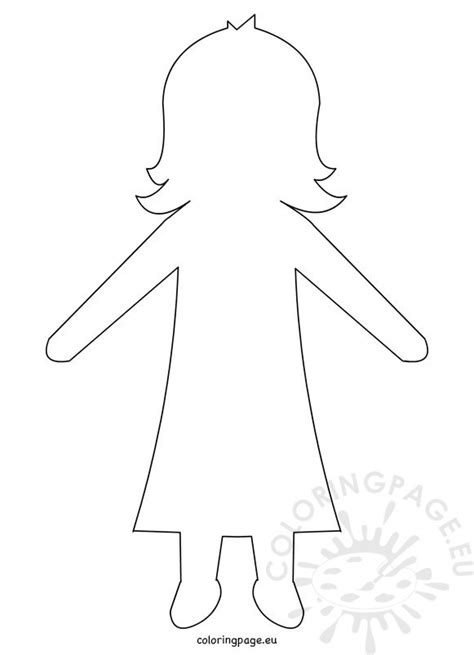 printable girl paper doll template coloring page