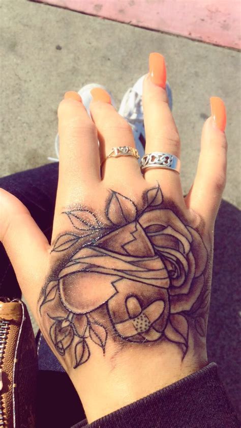 Broken Heart Hand Tattoo Tattoo Pins Hand Tattoos Hand Tattoos For