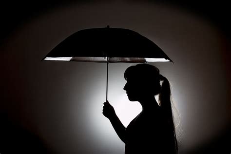 silhouette woman holding umbrella rain shadow black dark night magic pxfuel