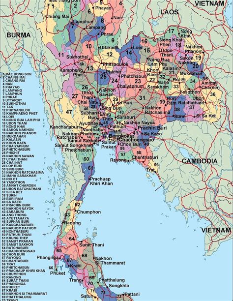 Thailand Political Map Eps Illustrator Map Vector World Maps