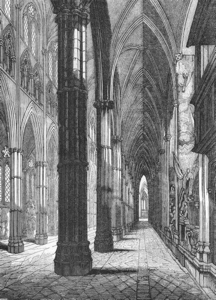 London Westminster Abbey North Aisle Looking West 1845 Old Antique Print