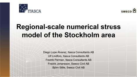 Regional Scale Numerical Stress Model Of The Stockholm Area Australia