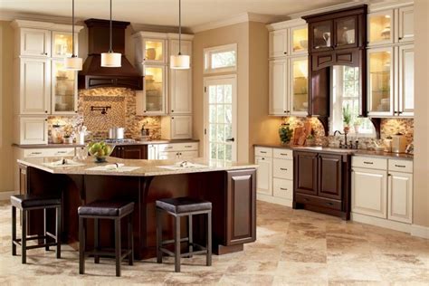 Kitchen Cabinet Colors With Tan Floor White And Brown Kitchen Cabinet
