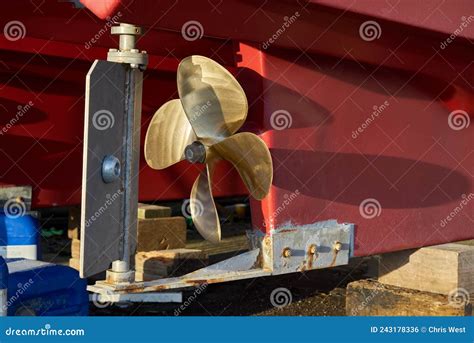 The Rudder And Propeller Of A Boat In Dry Dock Stock Photo Image Of