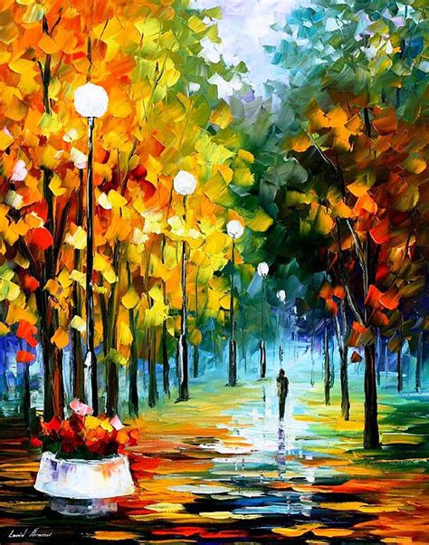 Autumn Park Palette Knife Oil Painting On Canvas By Leonid Afremov