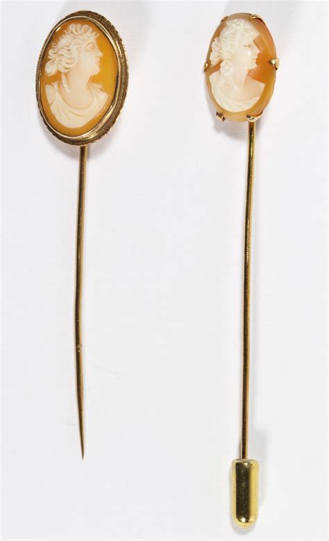 14k Gold And Cameo Stick Pins Stick Pins 14k Gold Gold