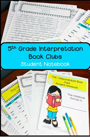 5th Grade Interpretation Book Clubs Student Notebook Classroom Book