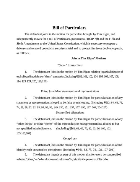 Sample Motion For Bill Of Particulars Training Attorney Docs