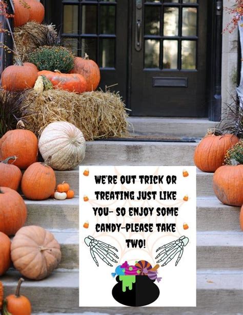 Halloween Trick Or Treat Front Door Or Porch Candy Bowl Sign Etsy