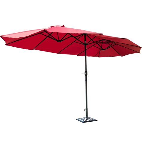 Topbuy 15 Ft Outdoor Patio Umbrella Double Sided Shade Offset Wine Red