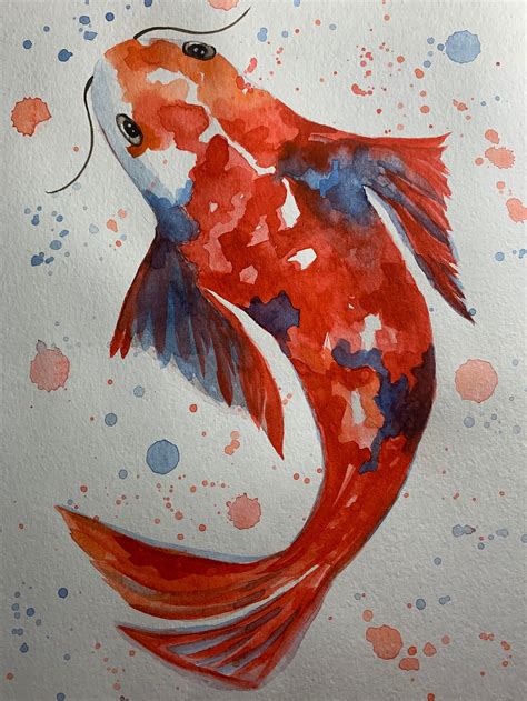 Koi Fish Original Watercolor Painting Wall Art Feng Shui Fish Etsy