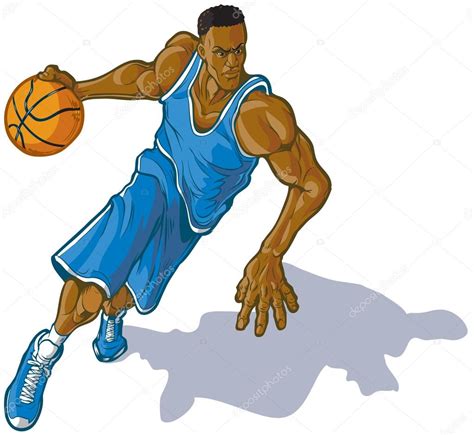 Male Basketball Player Dribbling Ball Vector Illustration