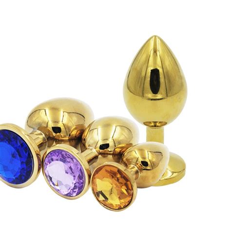 Large Size Gold Metal Butt Plug Anal Plug With Diamondstainless Steel