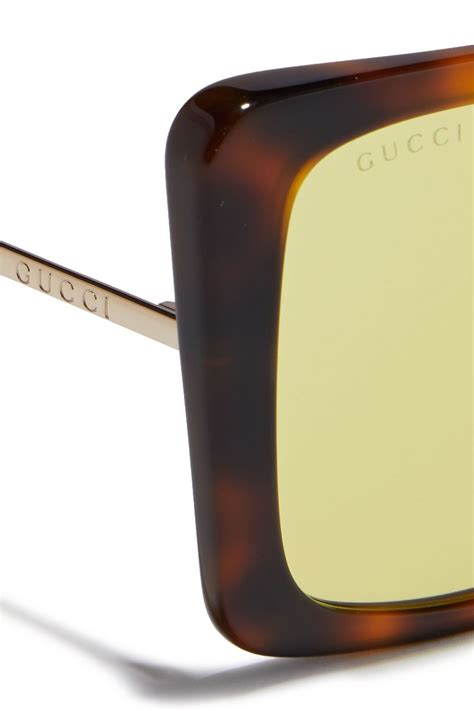 gucci square frame gold tone and tortoiseshell acetate mirrored sunglasses the outnet