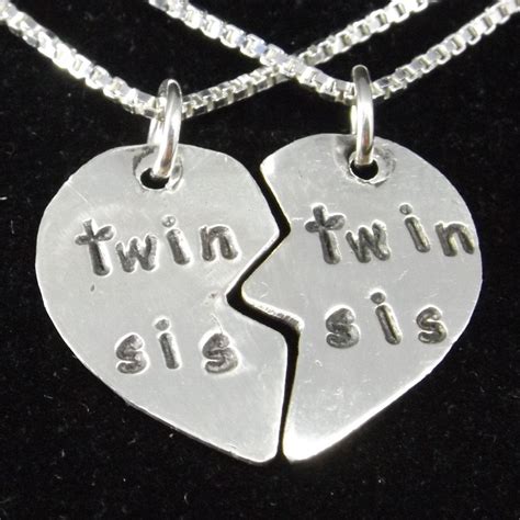 Twin Sisters Necklace Set Twin Split Heart Necklace Best Etsy