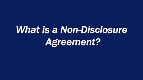 what is a non disclosure agreement nda youtube