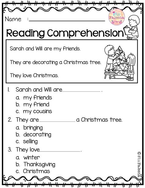 Simple Comprehension Worksheets For Kindergarten Db Excelcom