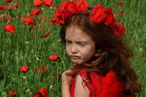 Kostenlose foto Gras Mädchen Wiese Blume rot Herbst Flora Rote