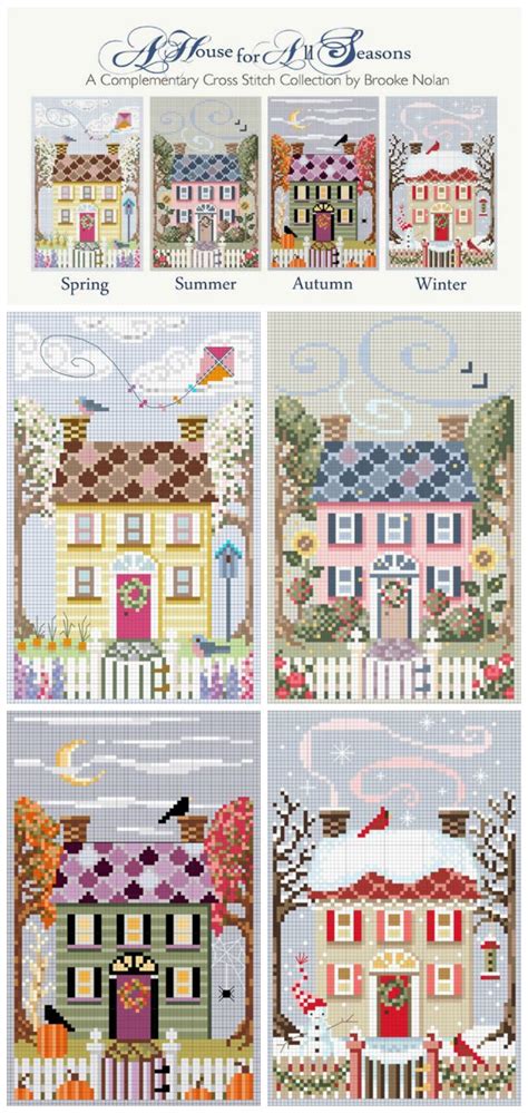 These free cross stitch charts are the perfect. 4 Seasons Cross Stitch Houses Free Charts - Crafting News