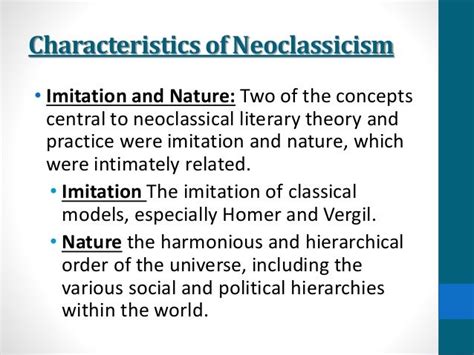 Characteristics of the neoclassical age