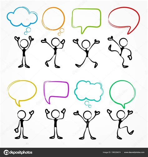 Collection Of Stick Figures With Speech Bubbles Stock Vector Image By