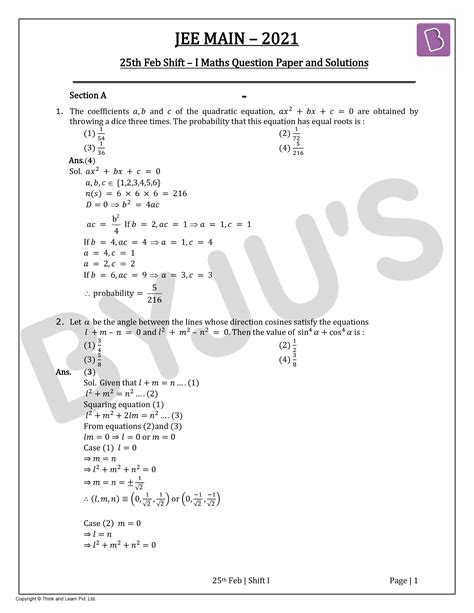 Jee Main Official Maths Question Paper Solutions Analysis Answer My Xxx Hot Girl