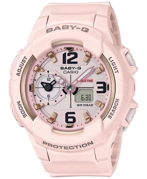 The brand exemplifies the meeting of fashion and function for the vibrant, active woman with watches that are stylish, bold, tough and chic. G-Shock Women's Analog-Digital Baby-g Pink Resin Strap ...