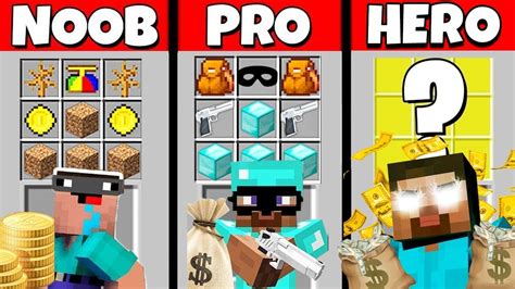 Minecraft Battle Noob Vs Pro Vs Herobrine Bank Robbery Crafting