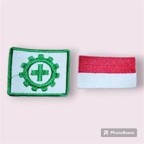 Jual 1 Set Bet Badge Lambang Bordir Safety First K3 Dan Merah Putih