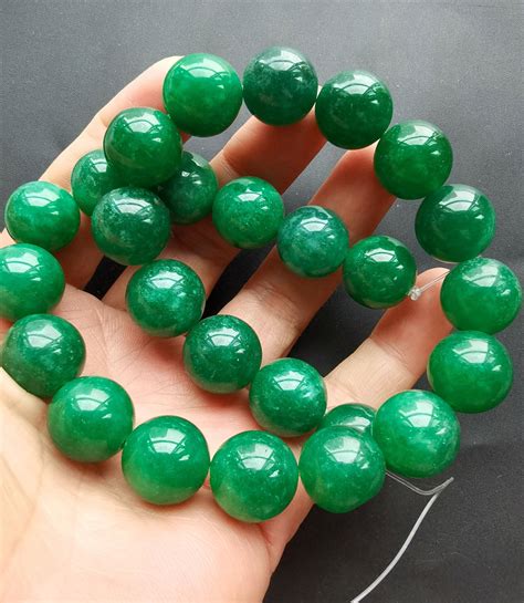 16mm18mm20mmround Smooth Green Jade Stone Etsy