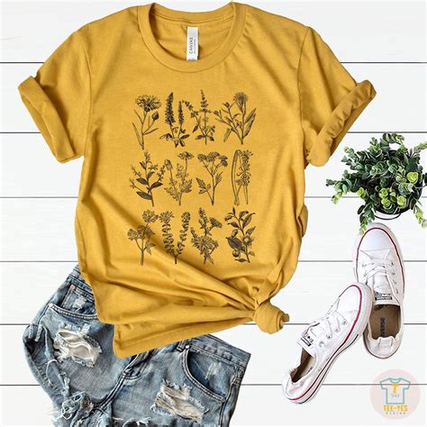 Wildflower T Shirt Botanical Flower Shirt Graphic Tee Nature Lover